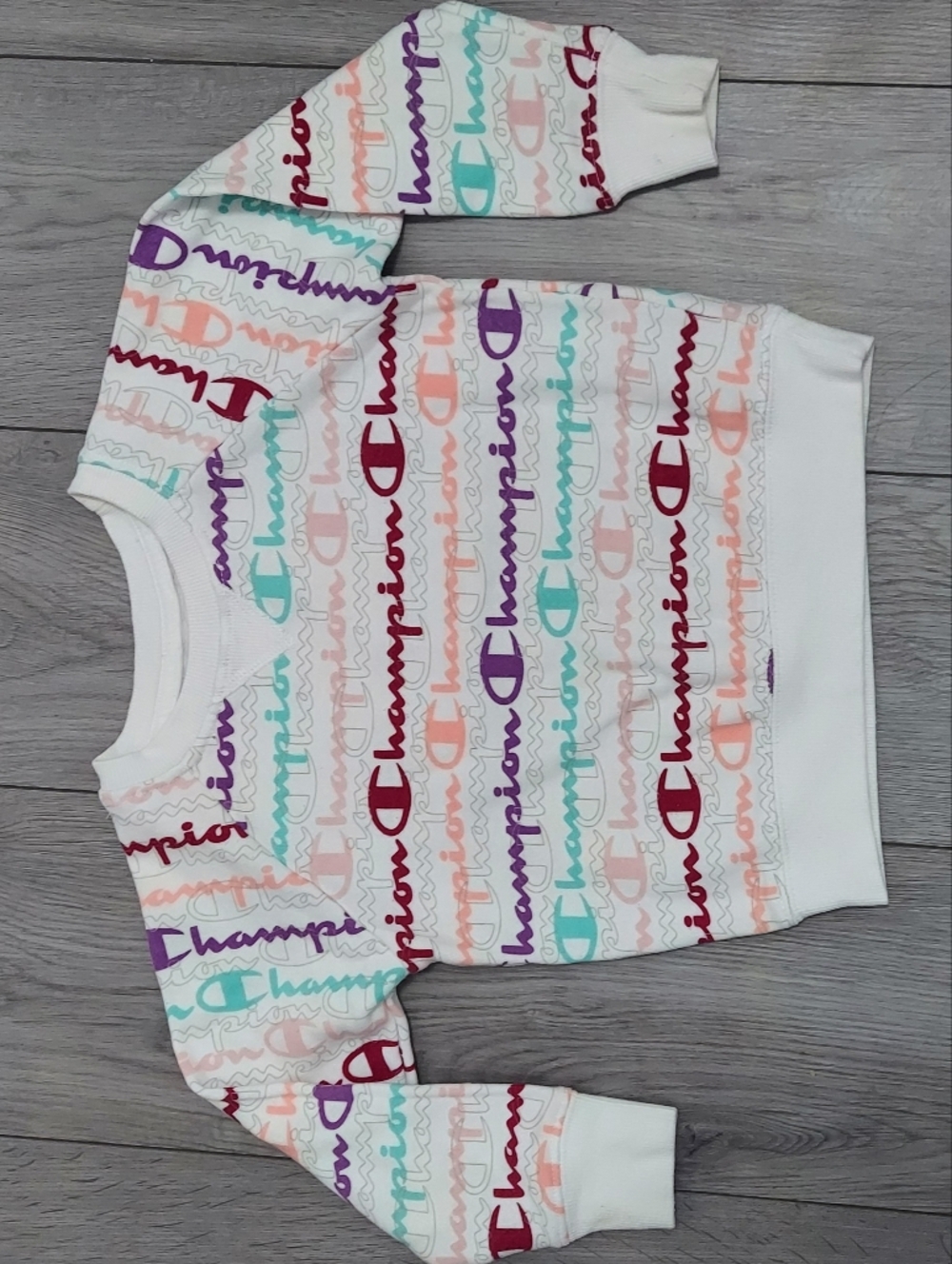 Champion Kids' White Short Sleeve Logo Tee with Multi-Color Script